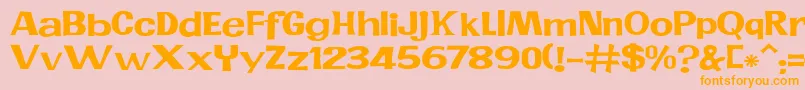 フォントJMH PR EXP – オレンジの文字がピンクの背景にあります。