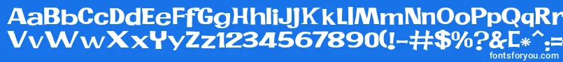 フォントJMH PR EXP – 青い背景に白い文字