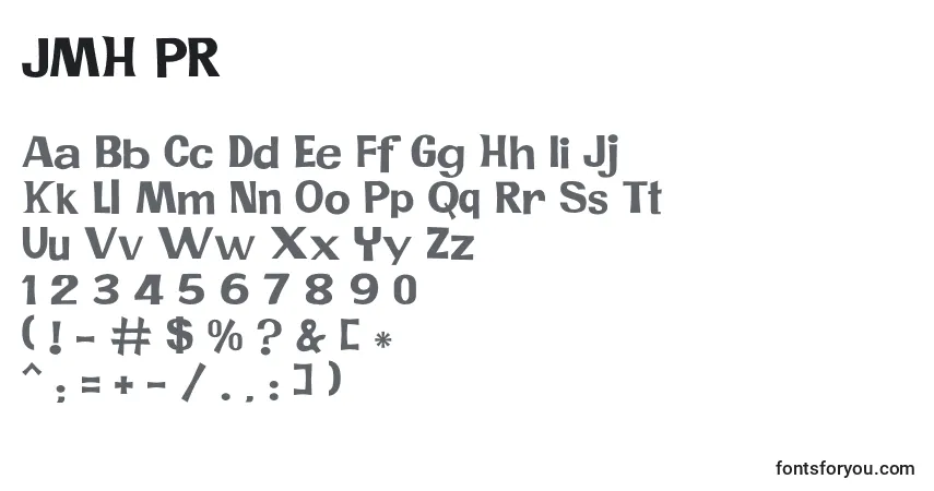 Schriftart JMH PR – Alphabet, Zahlen, spezielle Symbole