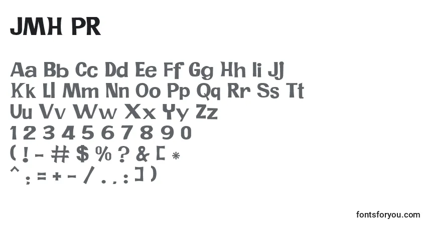 Schriftart JMH PR (130927) – Alphabet, Zahlen, spezielle Symbole
