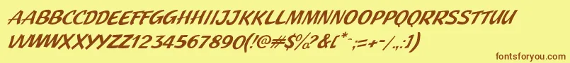 Шрифт JMH Pulp Paperback Italic – коричневые шрифты на жёлтом фоне