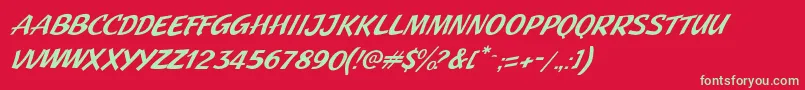 Fonte JMH Pulp Paperback Italic – fontes verdes em um fundo vermelho