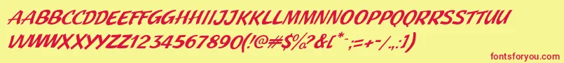 Fonte JMH Pulp Paperback Italic – fontes vermelhas em um fundo amarelo
