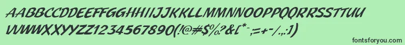 Шрифт JMH Pulp Paperback Italic – чёрные шрифты на зелёном фоне