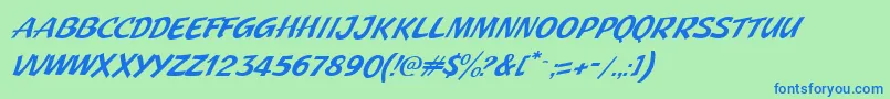 fuente JMH Pulp Paperback Italic – Fuentes Azules Sobre Fondo Verde