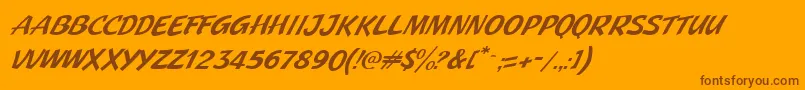 フォントJMH Pulp Paperback Italic – オレンジの背景に茶色のフォント