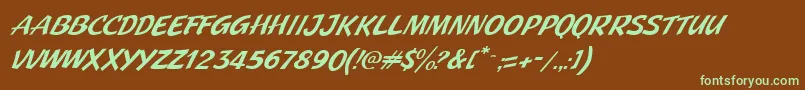 Шрифт JMH Pulp Paperback Italic – зелёные шрифты на коричневом фоне