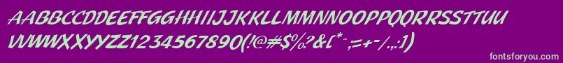 JMH Pulp Paperback Italic-Schriftart – Grüne Schriften auf violettem Hintergrund