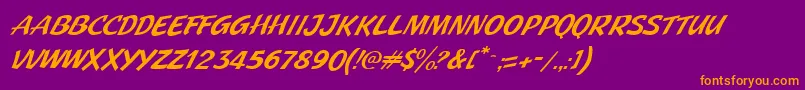 Czcionka JMH Pulp Paperback Italic – pomarańczowe czcionki na fioletowym tle