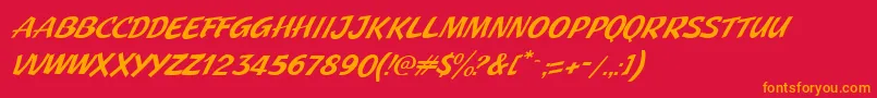 JMH Pulp Paperback Italic-Schriftart – Orangefarbene Schriften auf rotem Hintergrund
