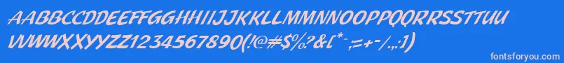 Fonte JMH Pulp Paperback Italic – fontes rosa em um fundo azul