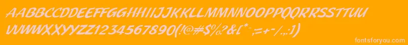 JMH Pulp Paperback Italic-fontti – vaaleanpunaiset fontit oranssilla taustalla