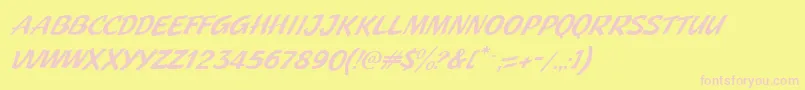 フォントJMH Pulp Paperback Italic – ピンクのフォント、黄色の背景