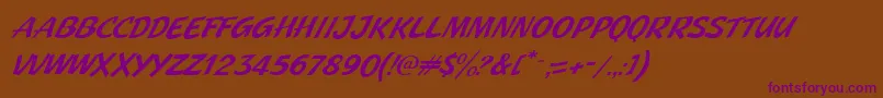 JMH Pulp Paperback Italic-Schriftart – Violette Schriften auf braunem Hintergrund