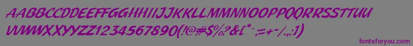Шрифт JMH Pulp Paperback Italic – фиолетовые шрифты на сером фоне