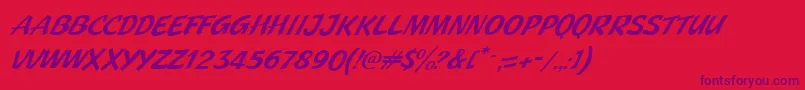Fonte JMH Pulp Paperback Italic – fontes roxas em um fundo vermelho