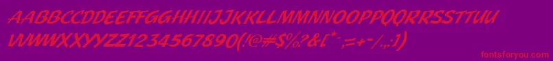 Fonte JMH Pulp Paperback Italic – fontes vermelhas em um fundo violeta