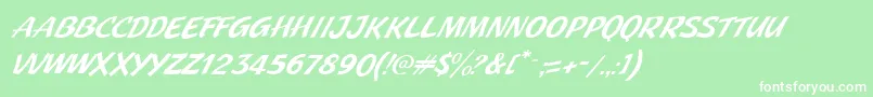 Fonte JMH Pulp Paperback Italic – fontes brancas em um fundo verde