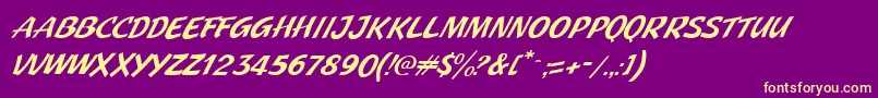 JMH Pulp Paperback Italic-fontti – keltaiset fontit violetilla taustalla