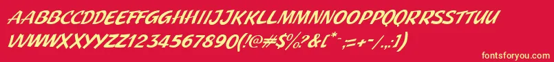 JMH Pulp Paperback Italic-Schriftart – Gelbe Schriften auf rotem Hintergrund