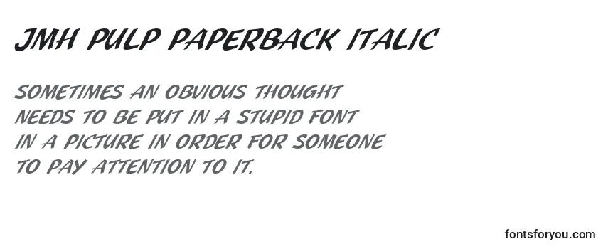 Przegląd czcionki JMH Pulp Paperback Italic (130929)