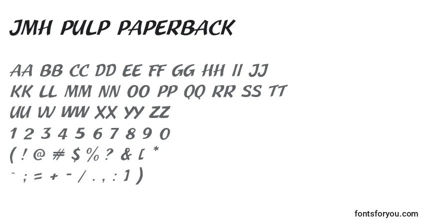 Schriftart JMH Pulp Paperback – Alphabet, Zahlen, spezielle Symbole