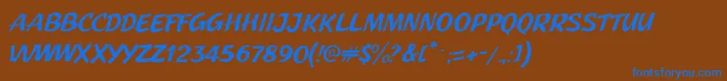 JMH Pulp Paperback-Schriftart – Blaue Schriften auf braunem Hintergrund
