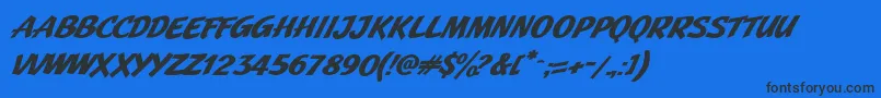JMH Pulp PaperbackBold Italic-Schriftart – Schwarze Schriften auf blauem Hintergrund