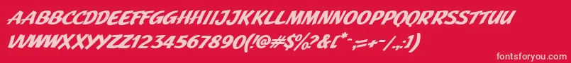 Шрифт JMH Pulp PaperbackBold Italic – розовые шрифты на красном фоне
