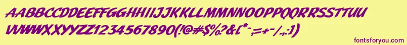 JMH Pulp PaperbackBold Italic Font – Purple Fonts on Yellow Background