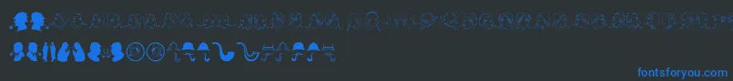フォントJMH SHERLOCK DINGBATS – 黒い背景に青い文字