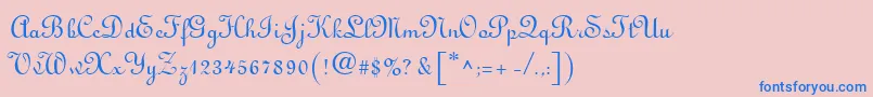 フォントLatriciaRegular – ピンクの背景に青い文字