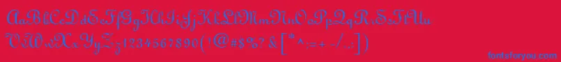 LatriciaRegular-Schriftart – Blaue Schriften auf rotem Hintergrund