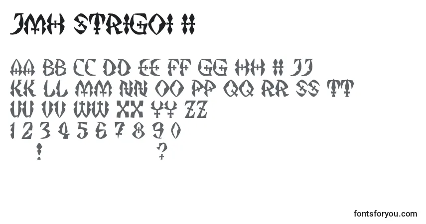 Czcionka JMH Strigoi II – alfabet, cyfry, specjalne znaki