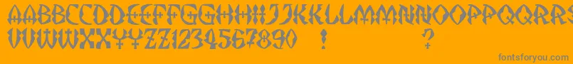 JMH Strigoi II-Schriftart – Graue Schriften auf orangefarbenem Hintergrund