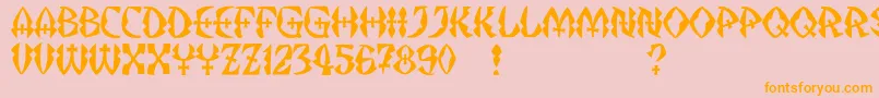 JMH Strigoi II-Schriftart – Orangefarbene Schriften auf rosa Hintergrund