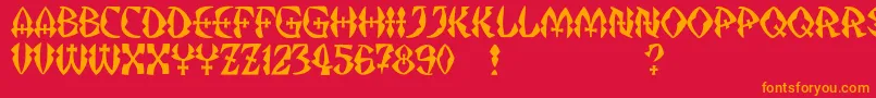 JMH Strigoi II Font – Orange Fonts on Red Background