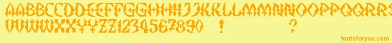 JMH Strigoi II Font – Orange Fonts on Yellow Background