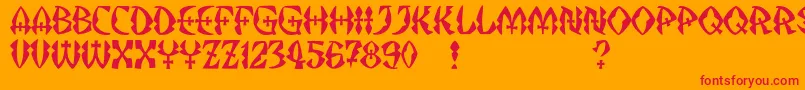 JMH Strigoi II Font – Red Fonts on Orange Background