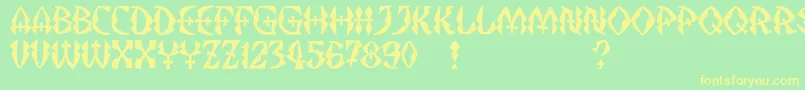 JMH Strigoi II Font – Yellow Fonts on Green Background