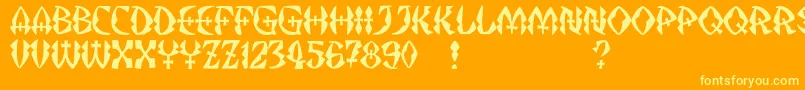 JMH Strigoi II-Schriftart – Gelbe Schriften auf orangefarbenem Hintergrund