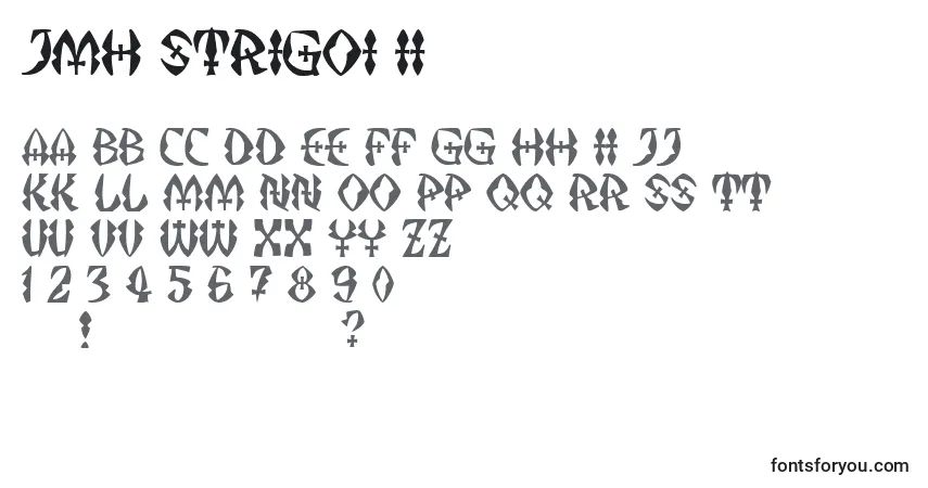 Schriftart JMH Strigoi II (130941) – Alphabet, Zahlen, spezielle Symbole
