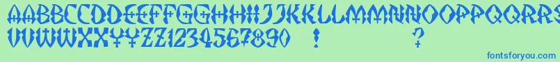 JMH Strigoi II Font – Blue Fonts on Green Background