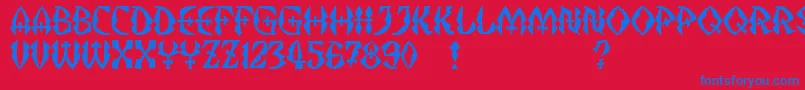 JMH Strigoi II Font – Blue Fonts on Red Background