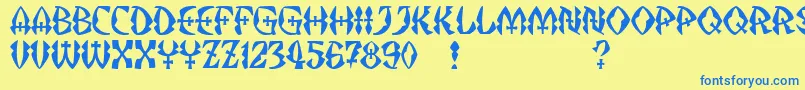 JMH Strigoi II Font – Blue Fonts on Yellow Background