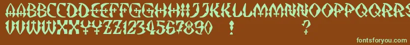 JMH Strigoi II-fontti – vihreät fontit ruskealla taustalla