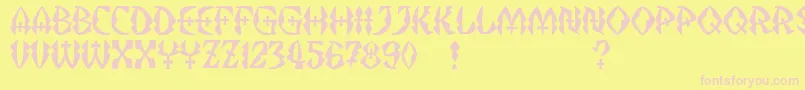 JMH Strigoi II-Schriftart – Rosa Schriften auf gelbem Hintergrund