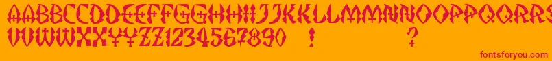 JMH Strigoi II-fontti – punaiset fontit oranssilla taustalla