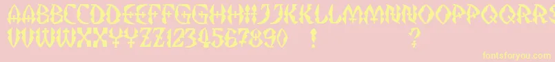 JMH Strigoi II Font – Yellow Fonts on Pink Background