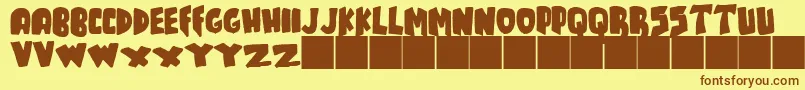 JMH TALES-Schriftart – Braune Schriften auf gelbem Hintergrund